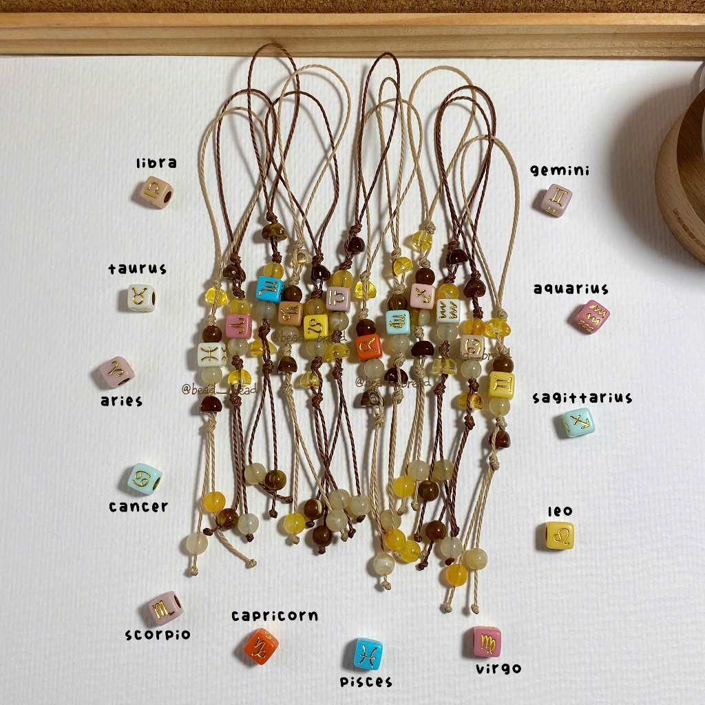 [MÀU NGẪU NHIÊN] [bead__bread] 𝗭𝗼𝗱𝗶𝗮𝗰 𝘀𝗶𝗴𝗻 𝗸𝗲𝘆𝗿𝗶𝗻𝗴 Dây treo điện thoại cung hoàng đạo, móc khóa 12 c
