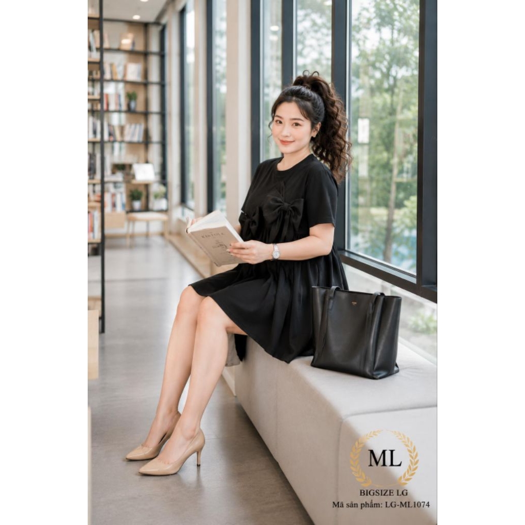 Đầm bigsize ml1074 no dinh cao nữ tính,dang xòe che dang cực xinh