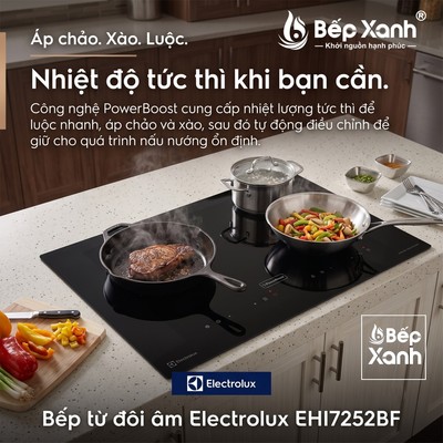 [HỎA TỐC] Bếp Từ Đôi Electrolux EHI7252BF (5000W) - Công Nghệ Inverter Chống Trào - Nấu Nhanh Gấp 2 Lần - Giá Tốt Nhất