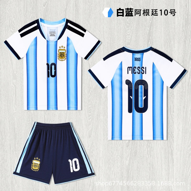 Set Bộ Quần Áo Thể Thao Bóng Đá Trẻ Em In Tên Messi Cộc Tay, Đồ Đá Banh Đội Tuyển Quốc Gia, Câu Lạc 