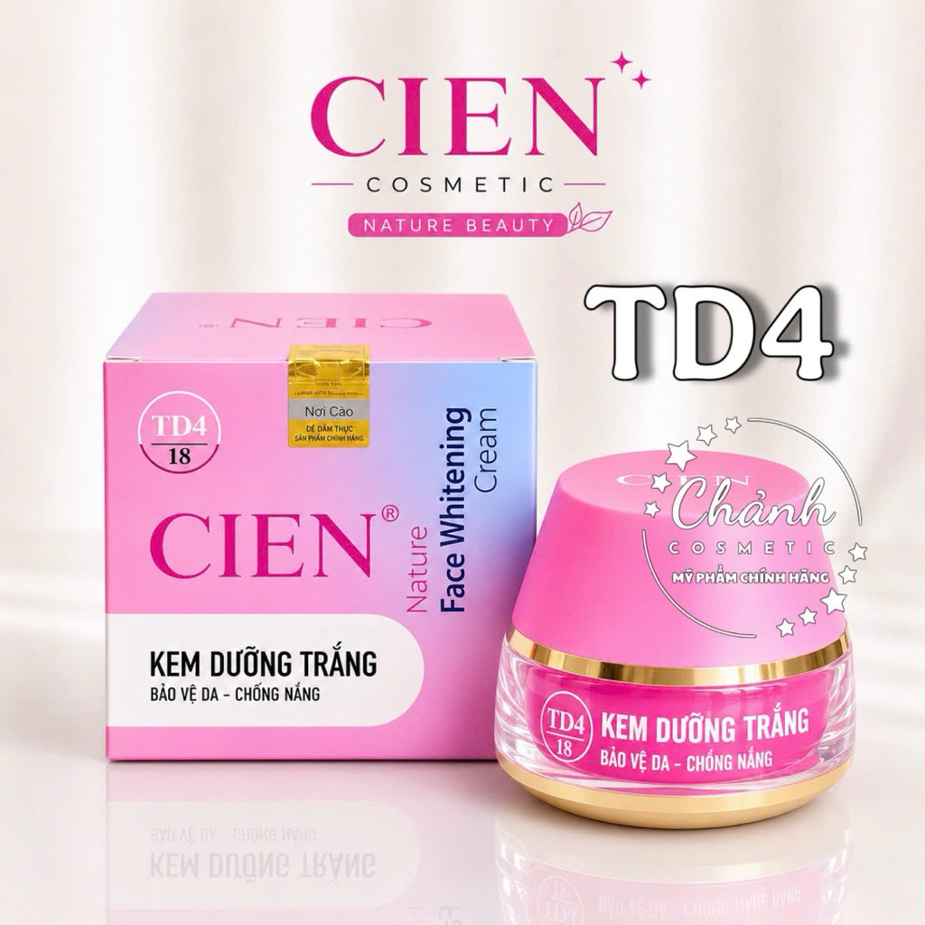 Kem CIEN TD4 Dưỡng Ẩm Trắng Da, Giúp Bảo Vệ Da, Giảm Đen Sạm, Thâm Nám, Chống Nắng 18gam
