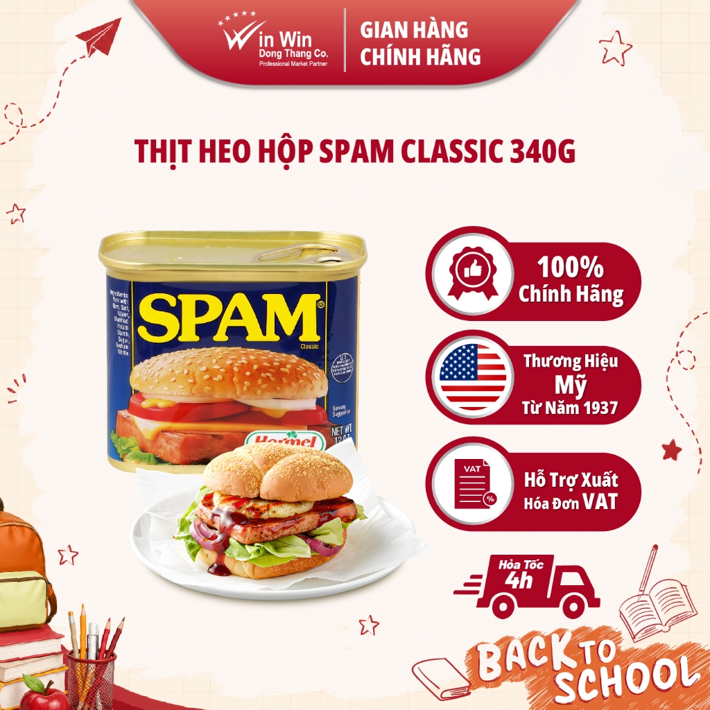 Thịt Heo Hộp SPAM Classic 340g - Nhập Khẩu Mỹ | Hormel SPAM Luncheon Meat 340g