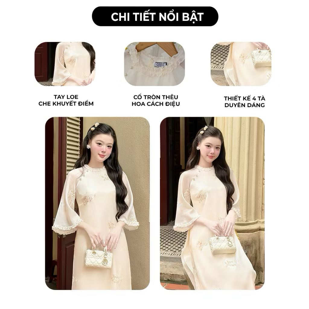 Pass Áo dài cách tân brand Giian + Quần be size S