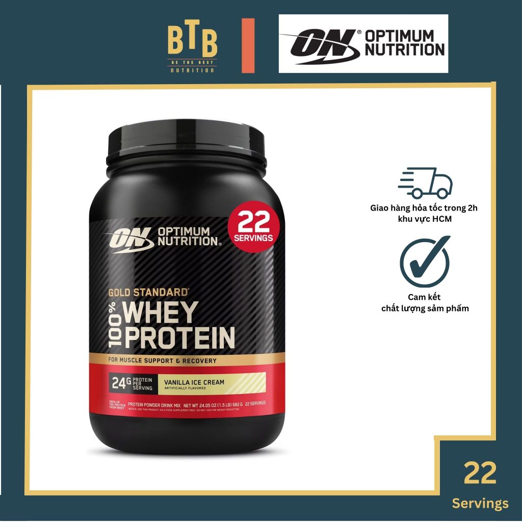 Bột đạm Gold Standard 100% Whey - 22 lần dùng từ Optimum Nutrition