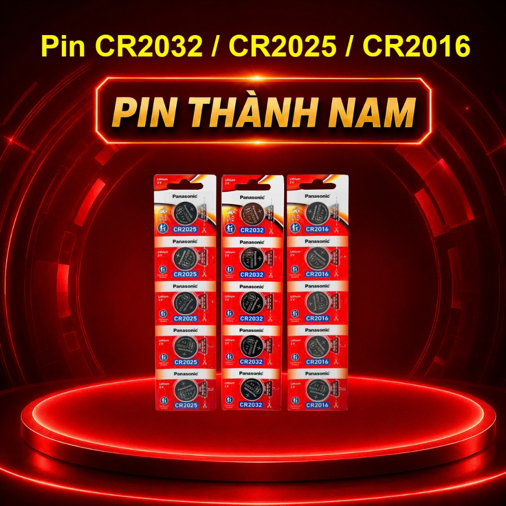 Vỉ 5 Viên Pin Panasonic CR2032 / CR2025 / CR2016 / CR1632 / CR2450 / CR1620 / CR1220 Chính Hãng