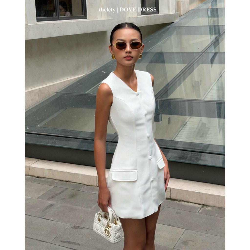 𝐭𝐡𝐞𝐥𝐞𝐭𝐲 | DOVE DRESS - Đầm Mini Ghile Sát Nách