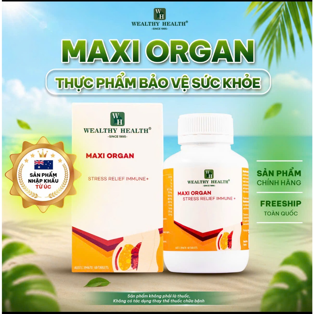 Viên Uống Thải Độc Mỡ Nội Tạng Wealthy Health Maxi Organ Fat Detox Lọ 60 Viên, Detox Giảm Mỡ Nội Tạn