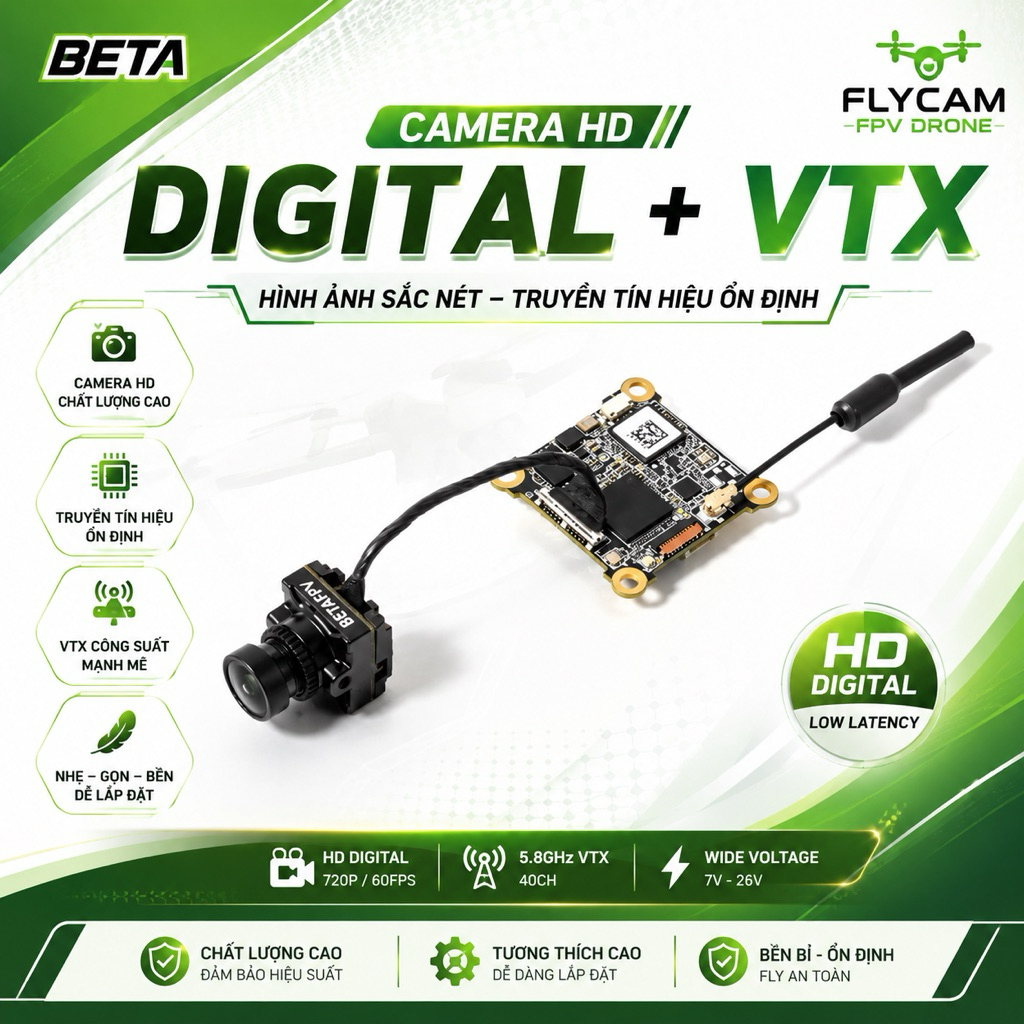 Bộ Camera + VTX HD DIGITAL P1 FPV BETA (UART / USB) – Nhỏ gọn, ổn định - Chuẩn hãng