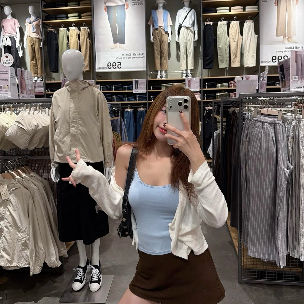 Bare Top - Áo Hai Dây Nữ Cotton Co Giãn Basic