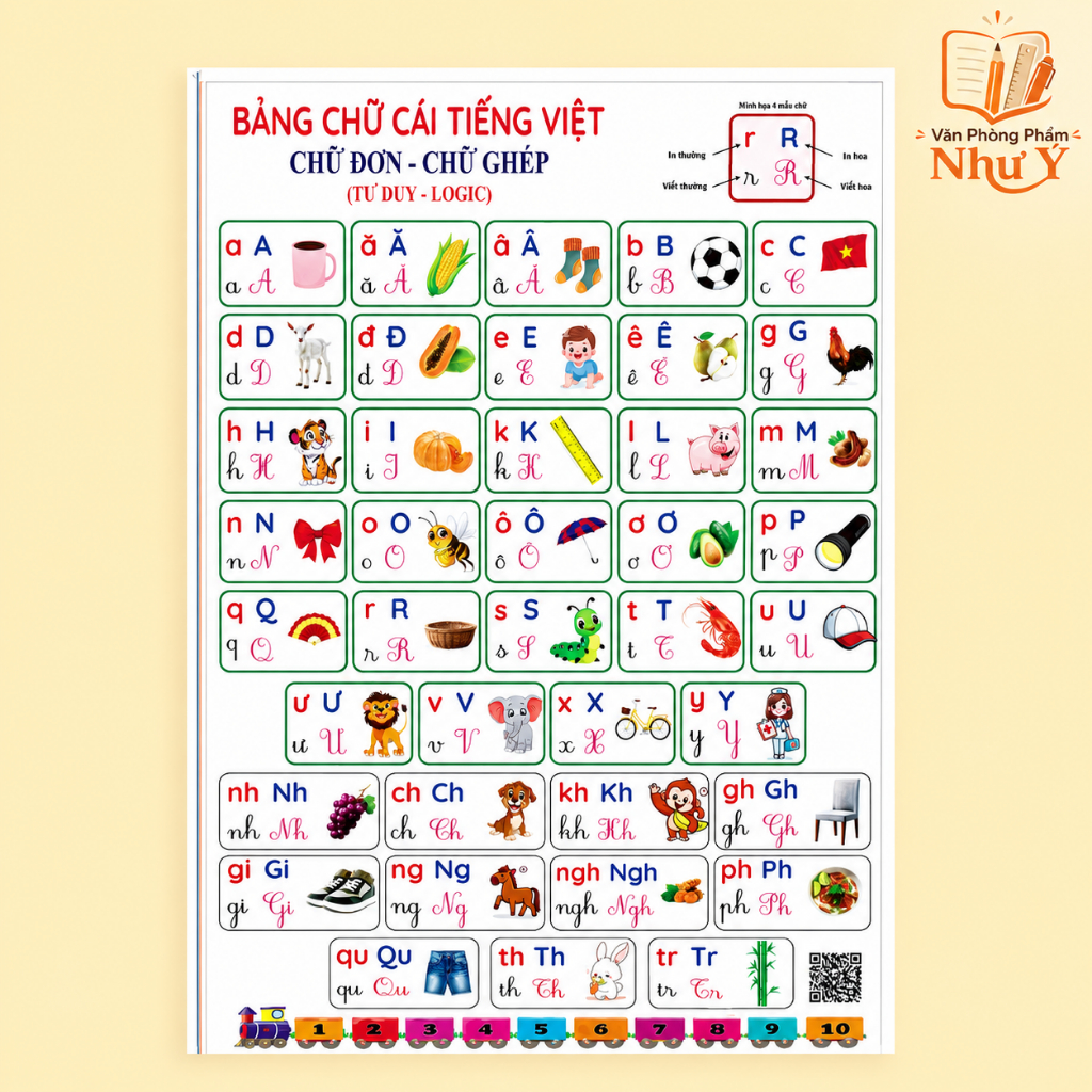 NY13_ Bảng Chữ Cái Tiếng Việt Khổ A0 Treo Tường Cho Bé Lớp 1, Giáo Cụ Học Tập Khổ Lớn VPP Như Ý