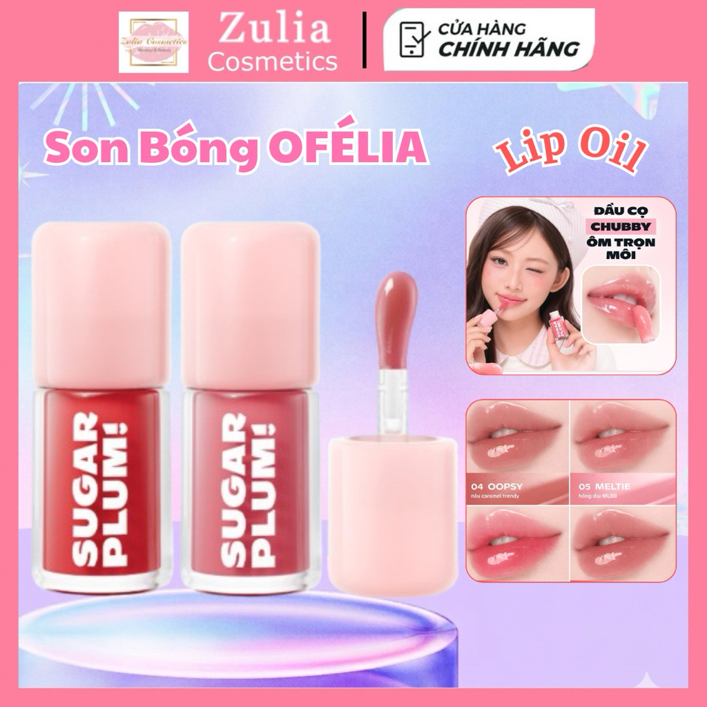Son Bóng Dưỡng Môi OFELIA SUGARPLUM Delish Lip Oil Mềm Xinh, Màu Trong Trẻo (3.4g)