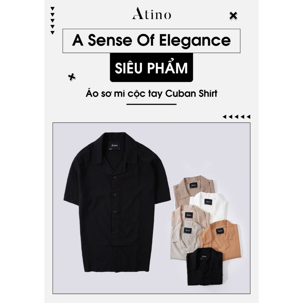 ATINO - Áo Sơ Mi Curban Shirt Nam Vải Lụa Thoáng Mát Hợp Đi Biển Du Lịch Form Regular- Fit Trẻ Trung