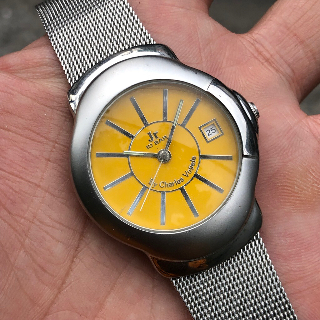 Đồng hồ Nam Nữ Charles vogele dial vàng dây lụa