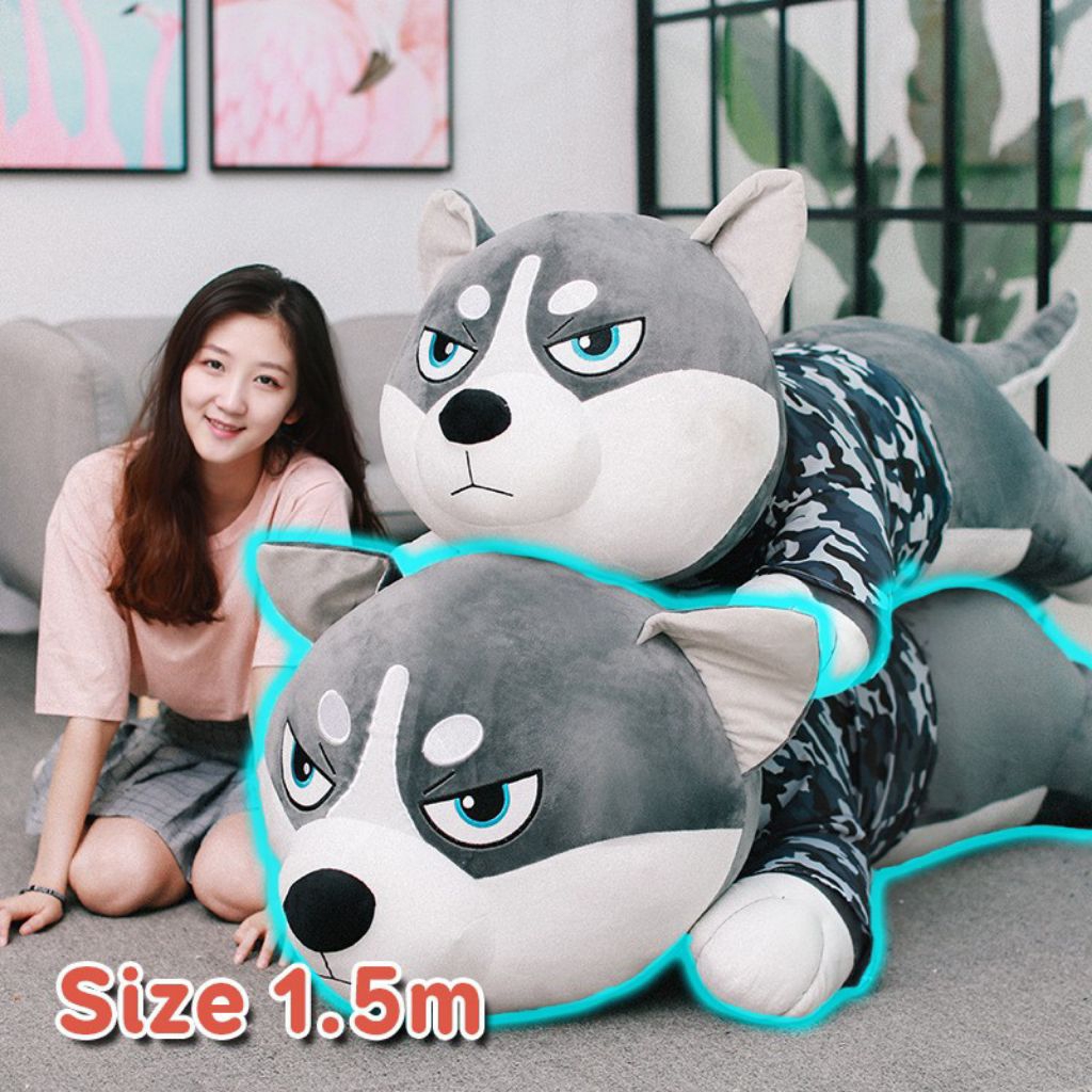 Gấu Bông Chó Husky Khổng Lồ Đáng Yêu, Thú Nhồi Bông Chó Husky Cao Cấp, Gối Ôm Husky Cho Bé Gấu Mập -