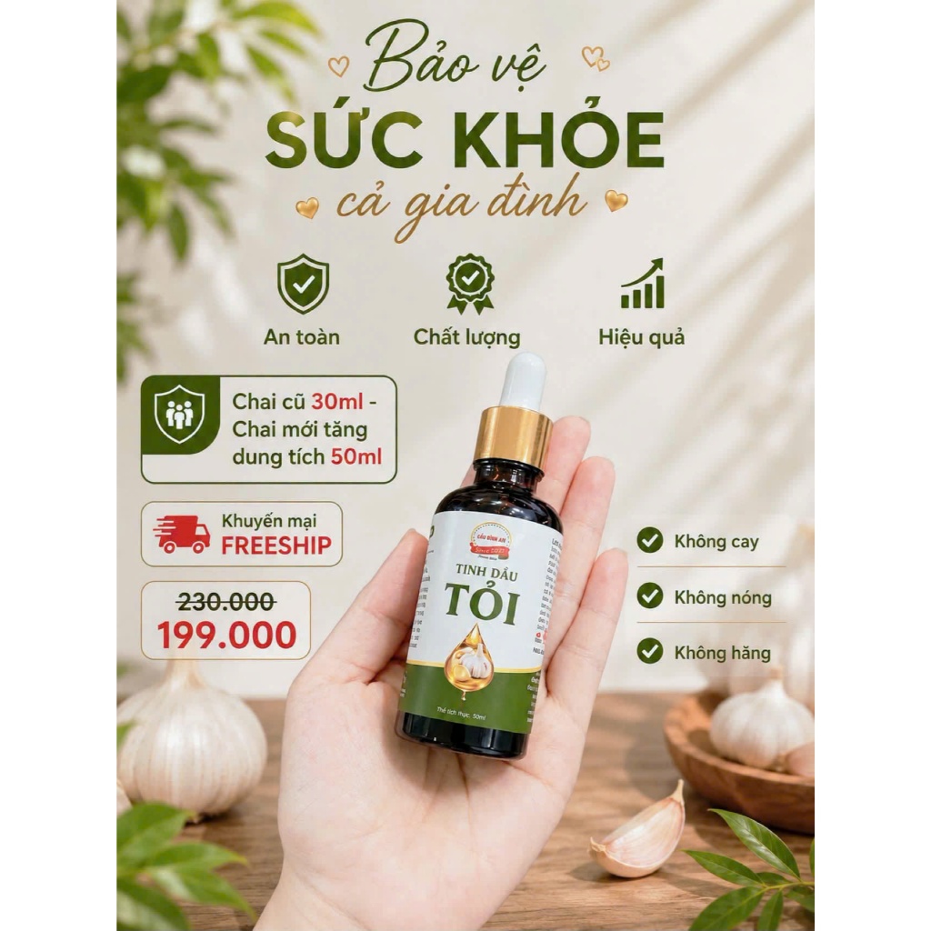 Tinh dầu tỏi cầu bình an (Lọ 50ml -phiên bản mới nhất)