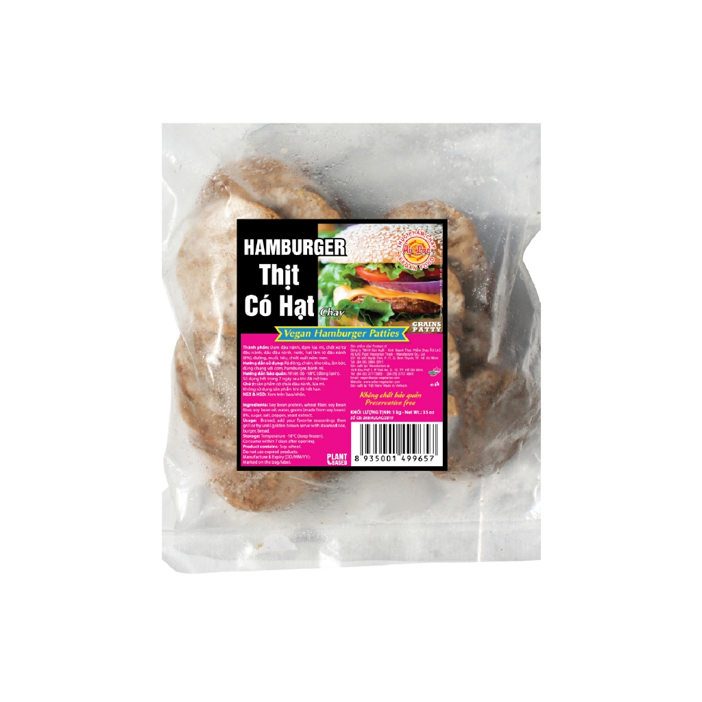 Hamburger Thịt Có Hạt Chay Âu Lạc
