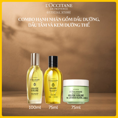 [LIVE] Combo Chăm Sóc Da Hạnh Nhân L'OCCITANE (Dầu dưỡng thể 100ML, Dầu Tắm 75ML Và Kem Dưỡng Ẩm 75ML)