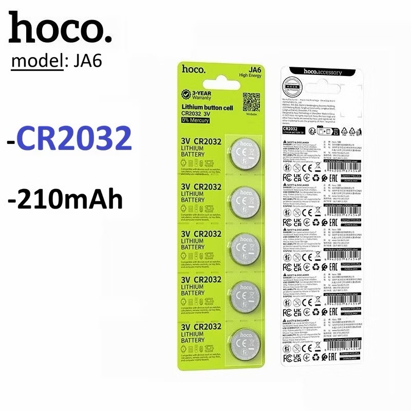 Vỉ 5 viên Pin CR2032 Hoco JA6 -Pin remote xe máy/ tag định vị