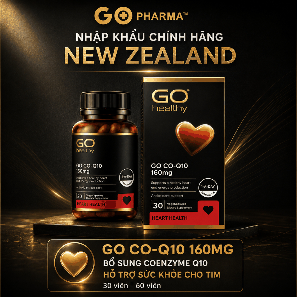 VIÊN UỐNG BỔ TIM GO HEALTHY GO CO-Q10 160MG – BỔ SUNG COENZYME Q10, HỖ TRỢ SỨC KHỎE CHO TIM -30&60 v