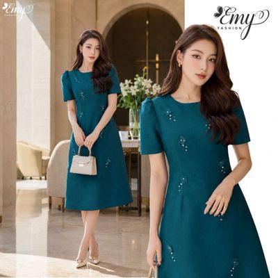 Đầm Thiết Kế EMY Thời Trang Cao Cấp EM9828 Vải Tafta Hàn Thanh Lịch Công Sở