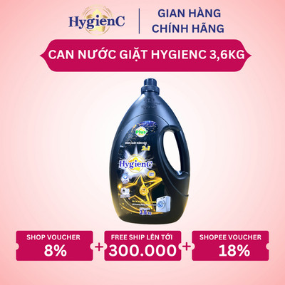 Can Nước Giặt Xả HygienC Plus 3,6Kg (2in1) - Hương Nước Hoa, Sạch Vết Bẩn, Đậm Đặc