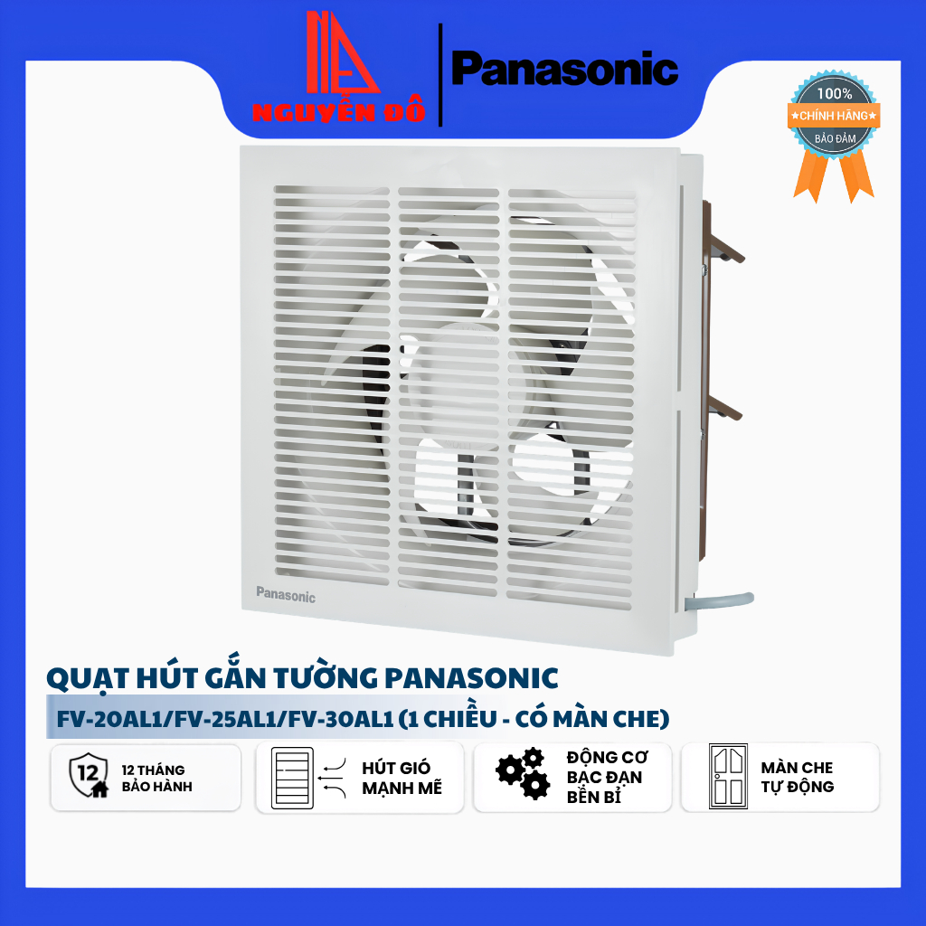 Quạt Hút Gắn Tường Âm Tường Panasonic FV-20AL1/FV-25AL1/FV-30AL1 - 1 Chiều, Có Màn Che - Chính Hãng