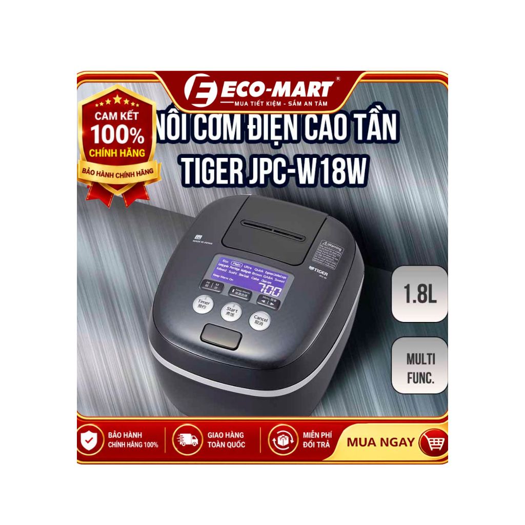 Nồi Cơm Điện Tử Cao Tần Áp Suất Tiger JPC-W18W 1.8 Lít