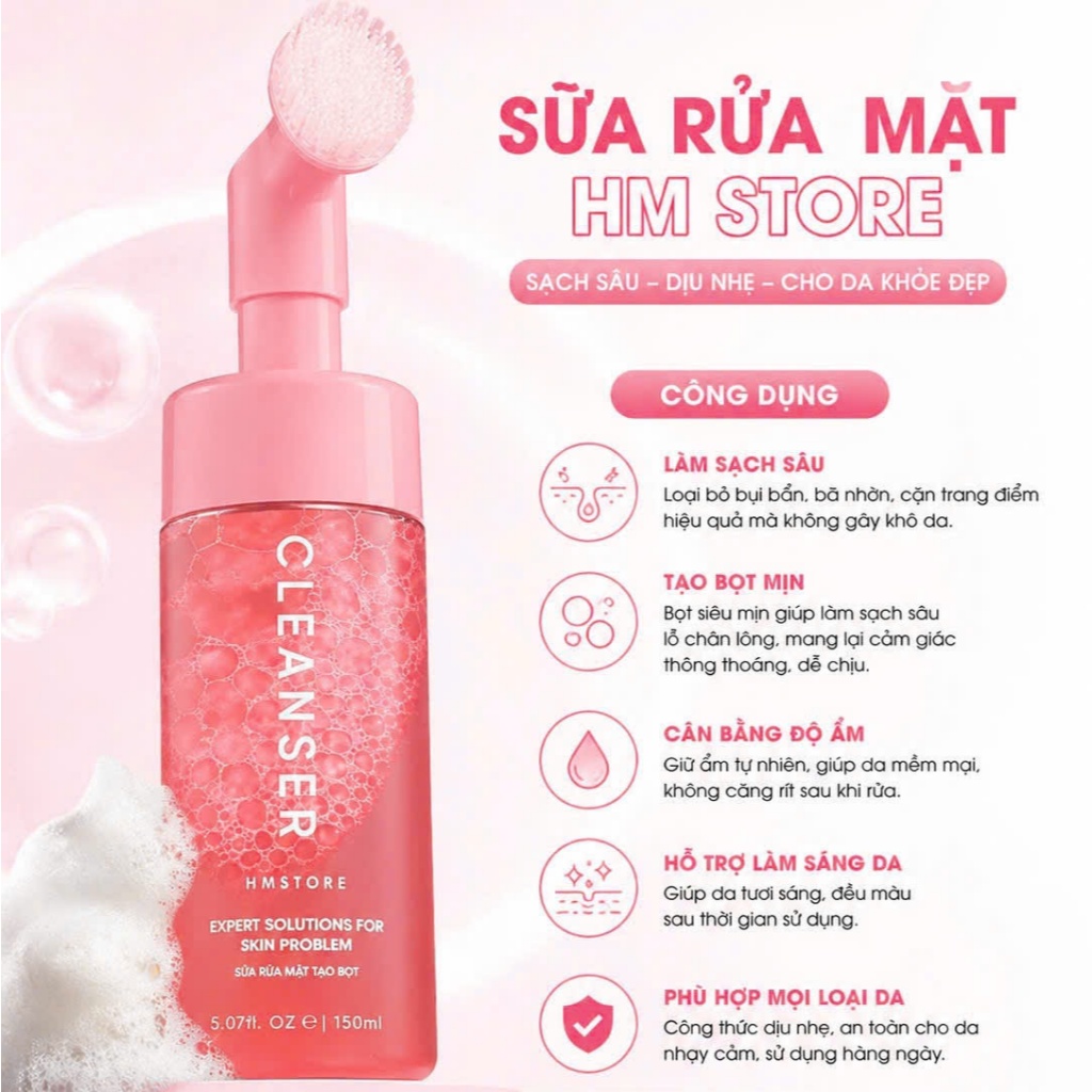 Sữa Rửa Mặt Tẩy Trang [HM STORE – Cleanser ] 150ml