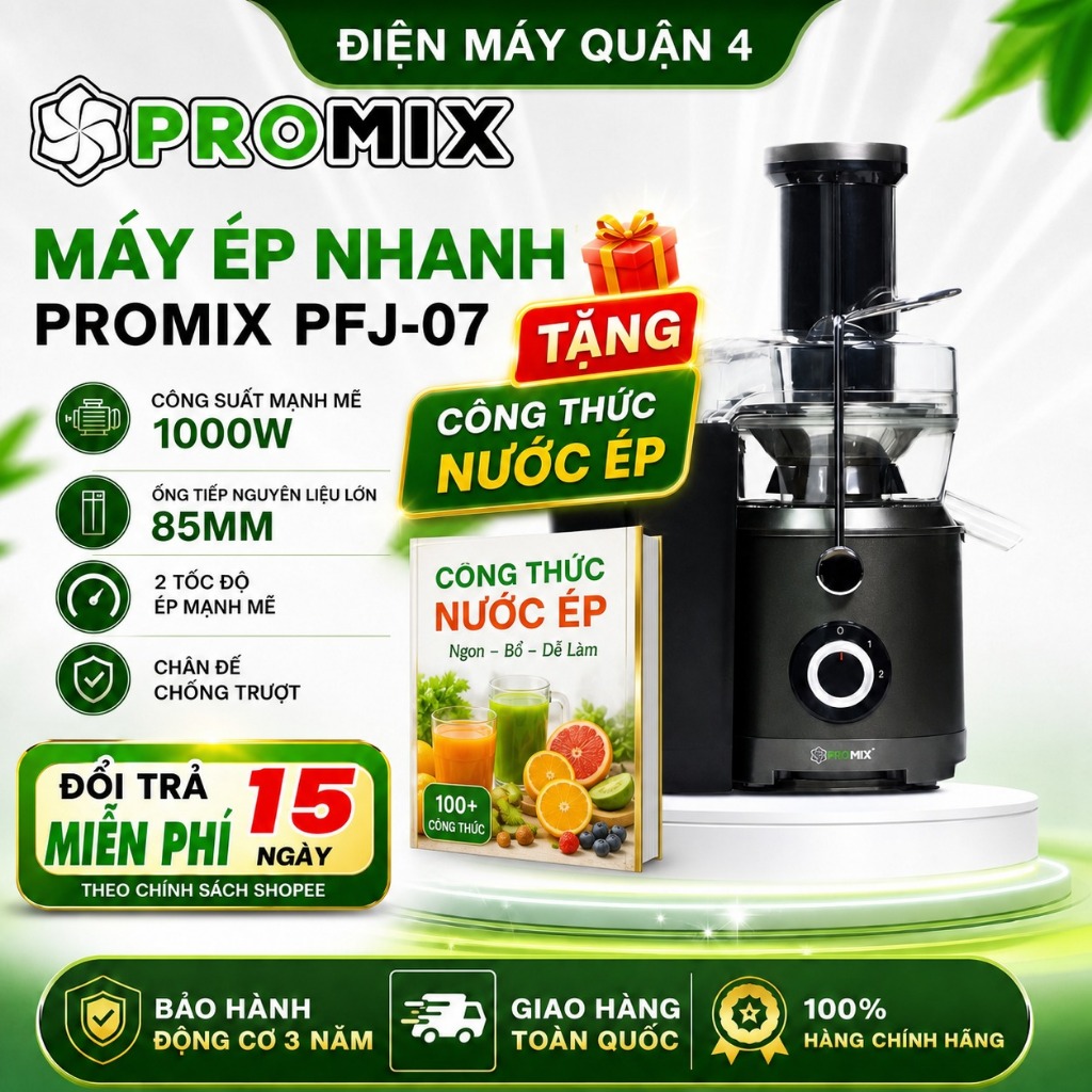 Máy Ép Nhanh Công Nghiệp Promix PFJ-07 Ống Nhồi 85mm Ép Liên Tục 50 Ly 1000W