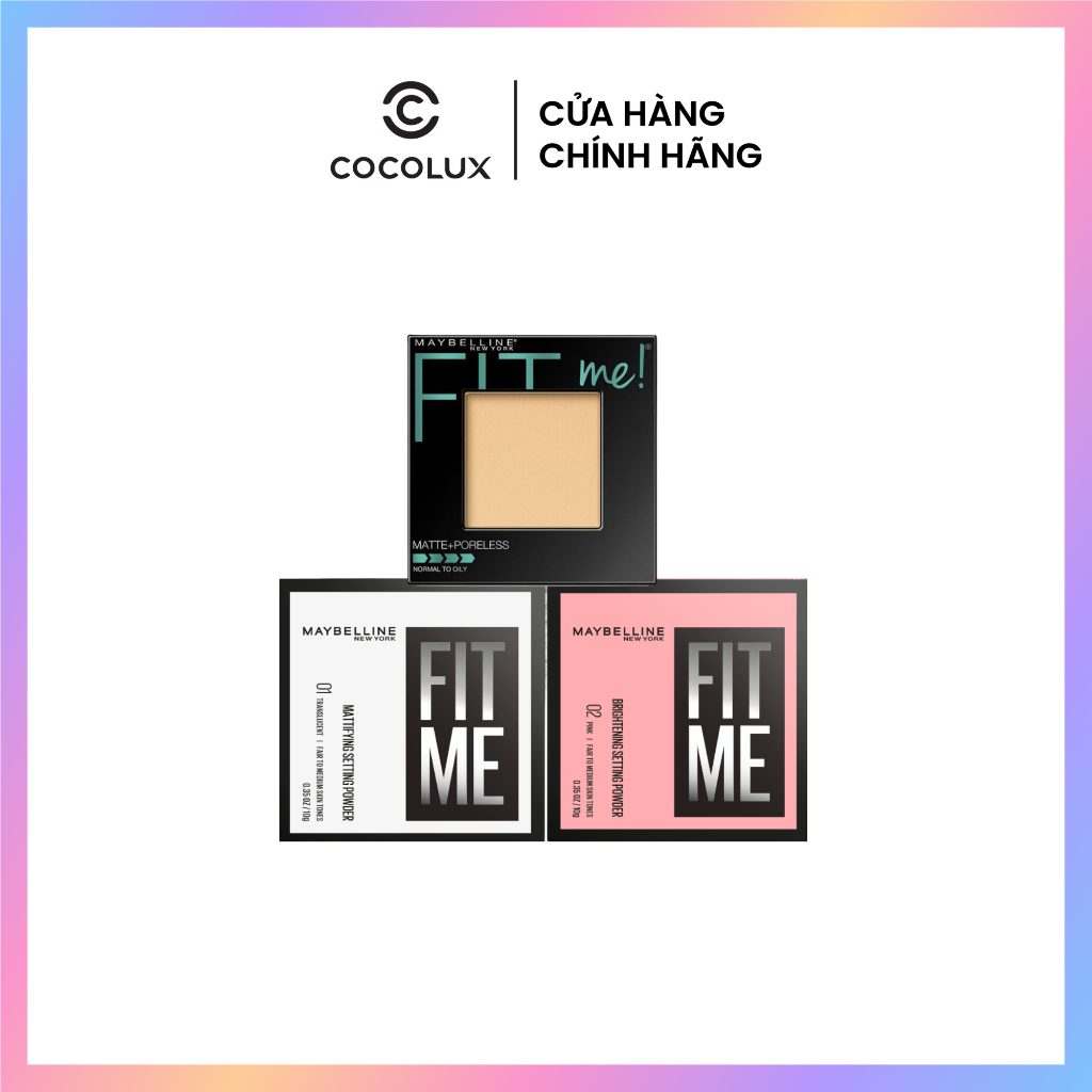 Phấn Phủ Mịn Lì Fit Me Maybelline 8.5g & Dạng Bột Maybelline Fit Me Brightening Setting Powder 10g