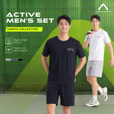 Bộ quần áo thể thao nam CANIFA thấm hút thoáng khí 8ST26S002