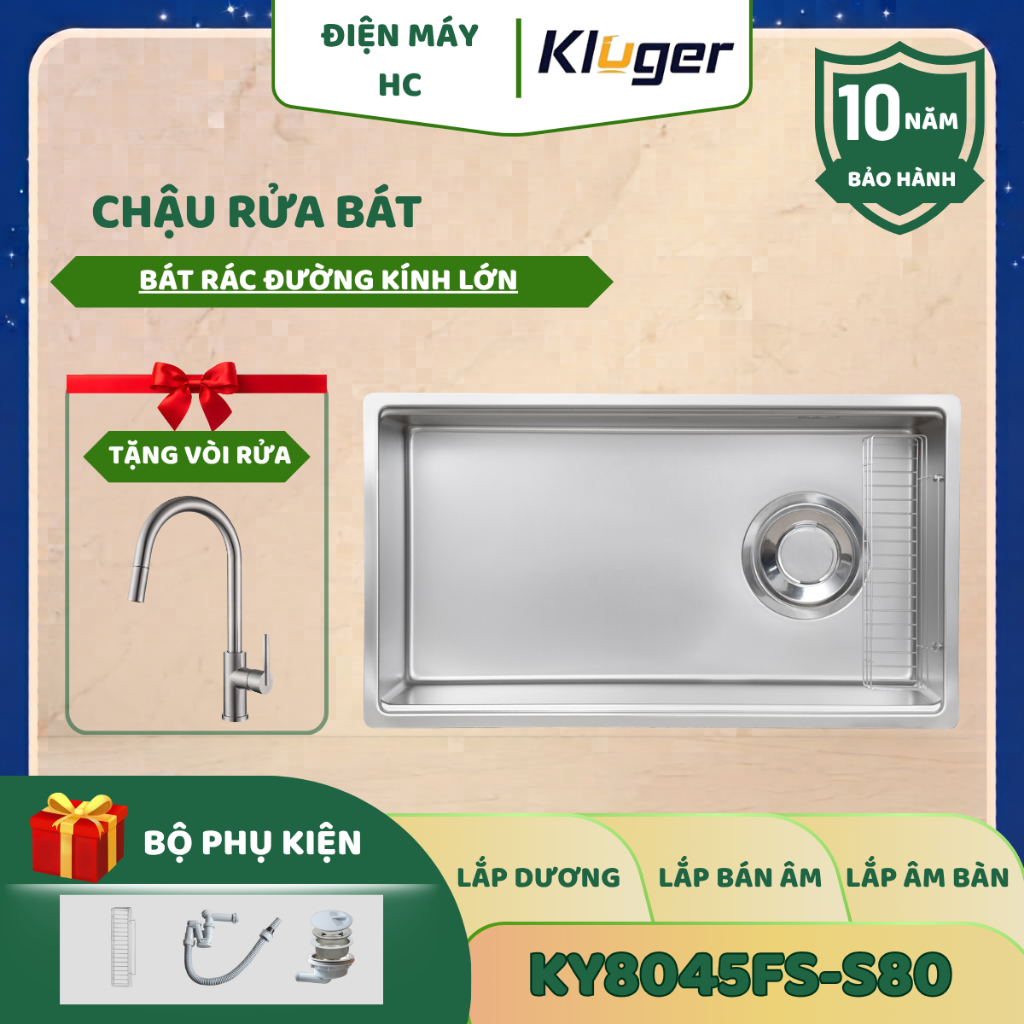 Chậu rửa chén Kluger KY8045FS – S80 Basic - Hàng Cao Cấp, Giá Ưu Đãi
