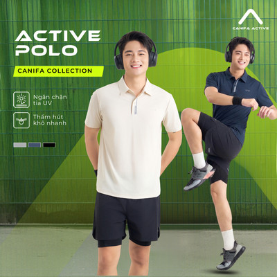 Áo polo active nam CANIFA thể thao thoải mái thấm hút mồ hôi 8TP26S005