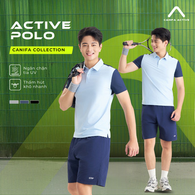 Áo polo active nam CANIFA thể thao Wicking anti UV nylon spandex  8TP26S006