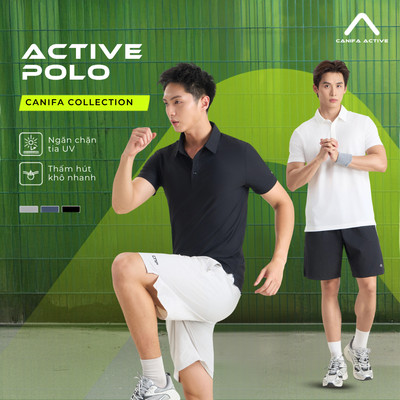 Áo polo active nam CANIFA cổ bẻ cộc tay dáng thể thao chất liệu khô thoáng thấm hút 8TP26S007