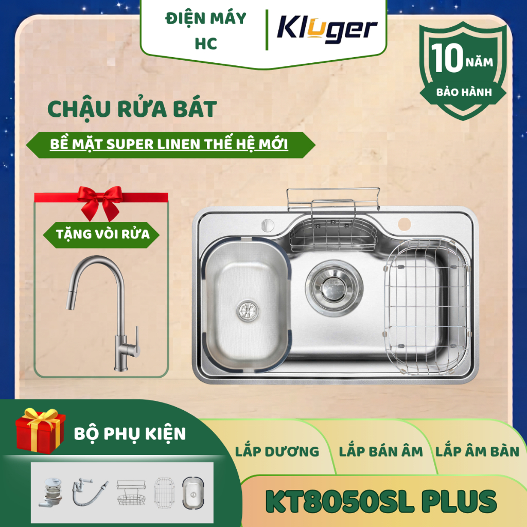 Chậu rửa chén Kluger KT8050SL Plus - Thiết Kế Sang Trọng