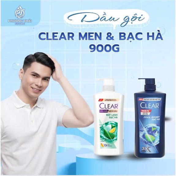 Dầu Gội Clear Bạc Hà Mát Lạnh, Clear Men, Sạch Gàu 880G, 900G.
