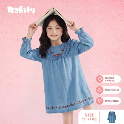 Đầm jean dài tay bé gái Rabity 951.019