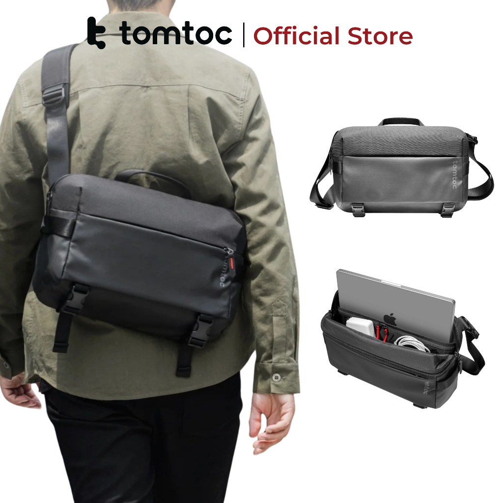 Túi đeo chéo Tomtoc Lightweight Sling Bag T21 cho máy 13 inch/14 inch chính hãng, nhiều ngăn, kháng nước