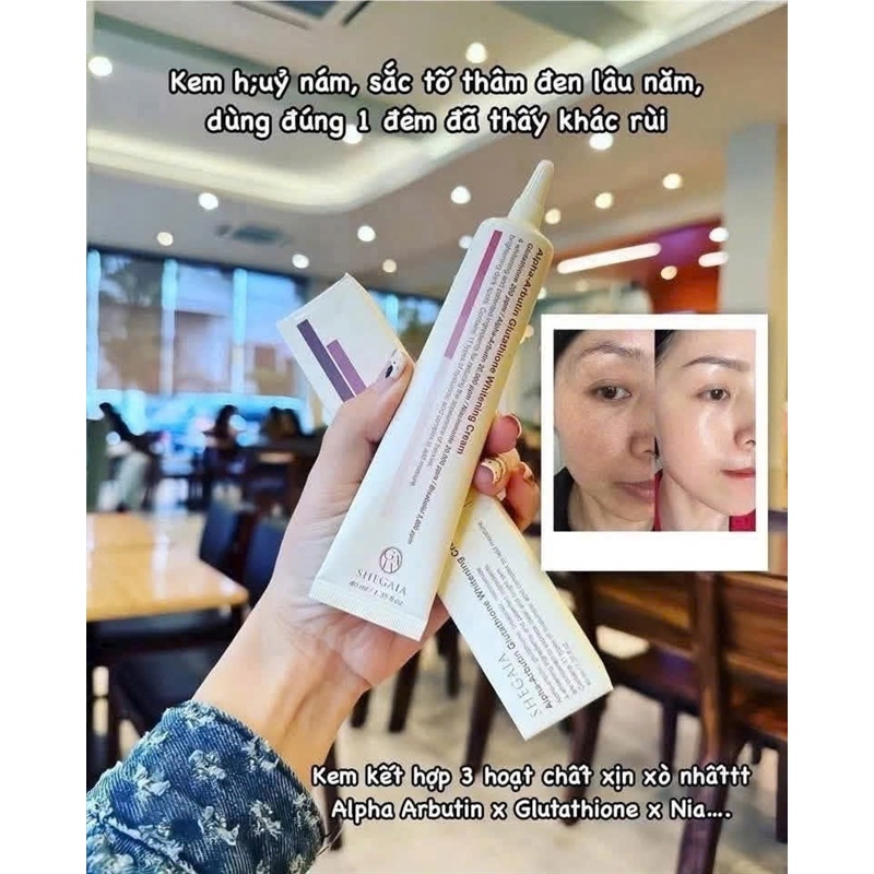 Kem dưỡng sáng da Alpha Arbutin Glutathione Shegaia 40ml