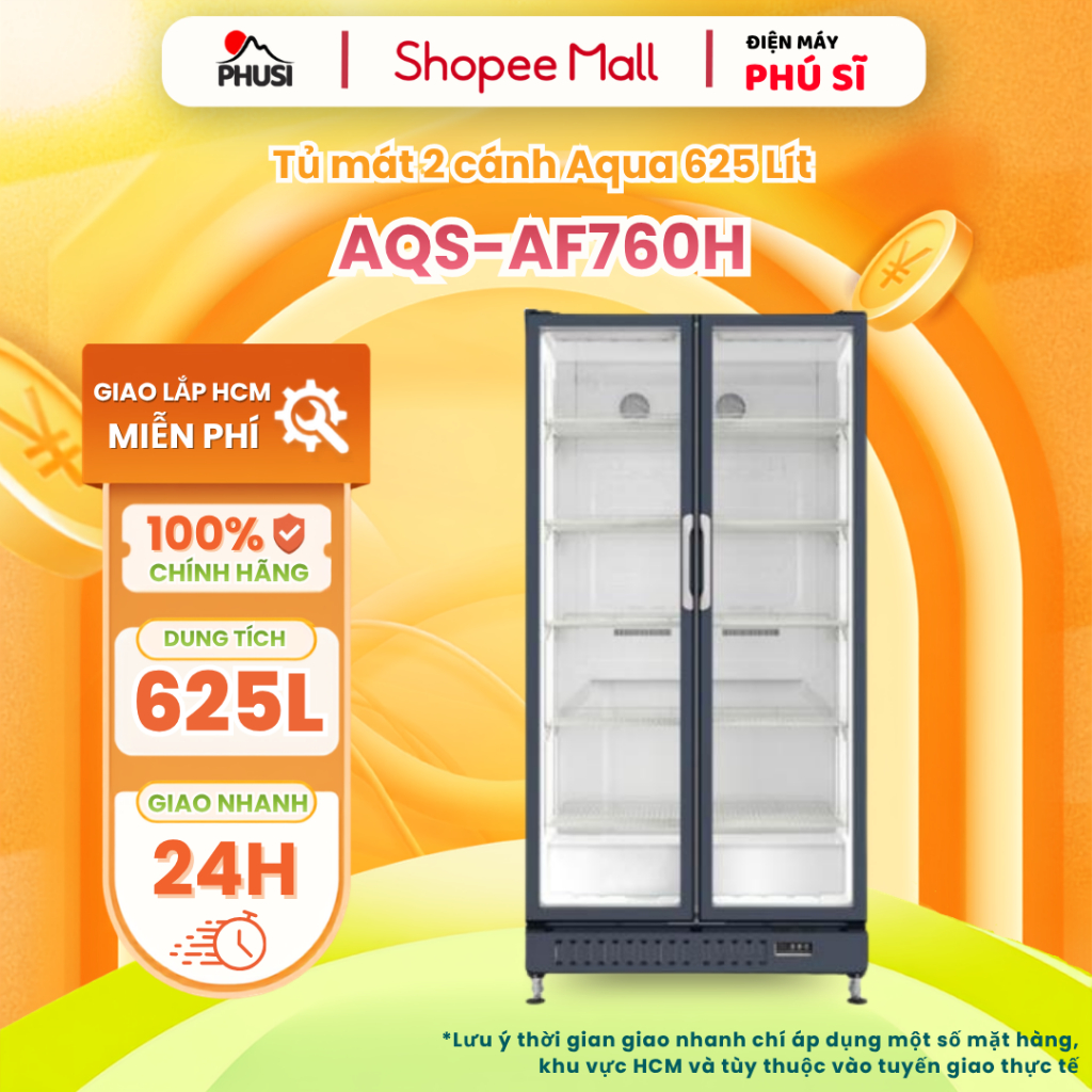 AQS-AF760H [GIAO HÀNG MIỄN PHÍ HCM] Tủ mát Aqua 652 lít - CHÍNH HÃNG