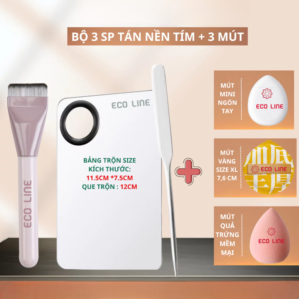[Top Value] Bảng nền tán kem nền khay trộn kem nền kèm cọ tán kem nền và bảng gậy kèm mút tán kem nề