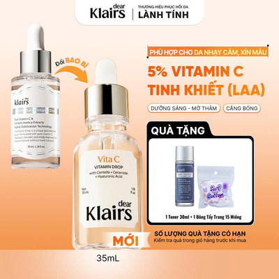[ĐQ][Bản Mới] Tinh chất Dear, Klairs Freshly Juiced Vitamin Drop Serum hỗ trợ sáng da mờ thâm 35ml