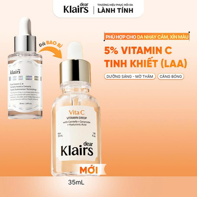 [KOL][BẢN MỚI] Tinh chất Dear, Klairs Freshly Juiced Vitamin Drop Serum hỗ trợ sáng da mờ thâm 35ml