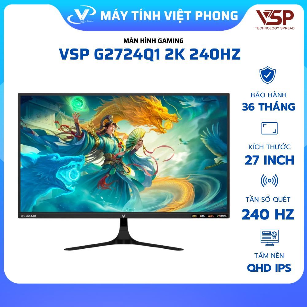 MÀN HÌNH GAMING 2K 240HZ VSP G2724Q1 (27 inch / IPS / 2K / 240Hz / 1ms) CHÍNH HÃNG BẢO HÀNH 3 NĂM