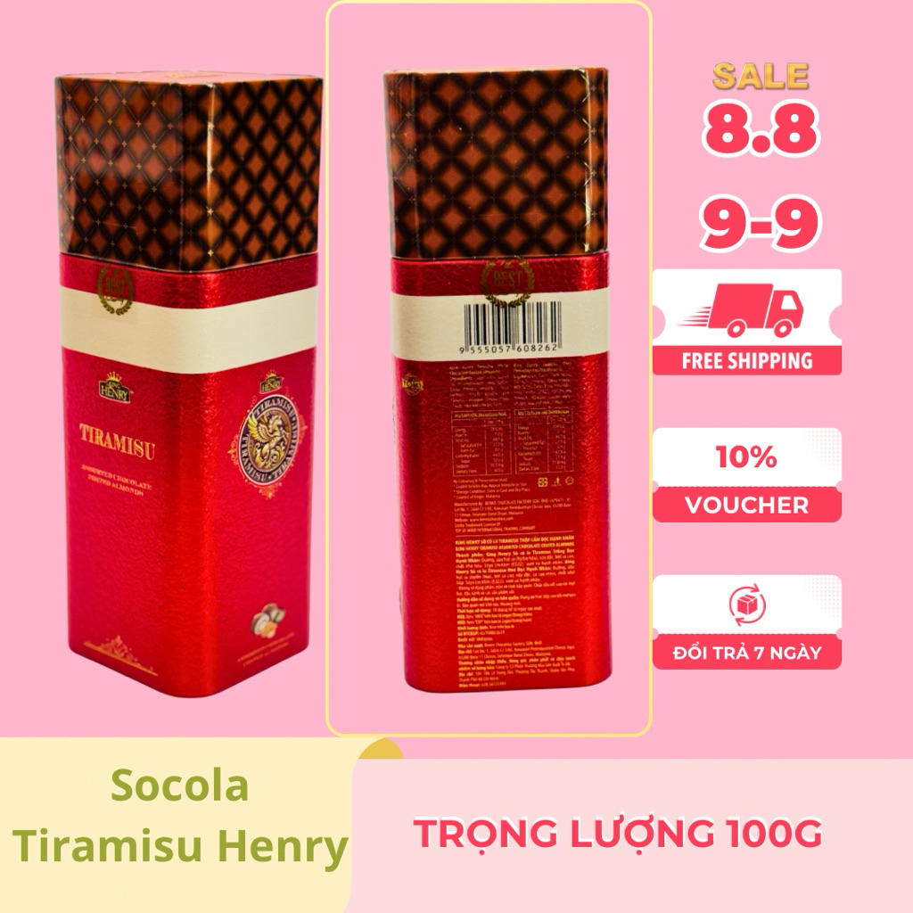Socola Tiramisu Henry Vuông Cao 100G Thơm Ngon Cao Cấp