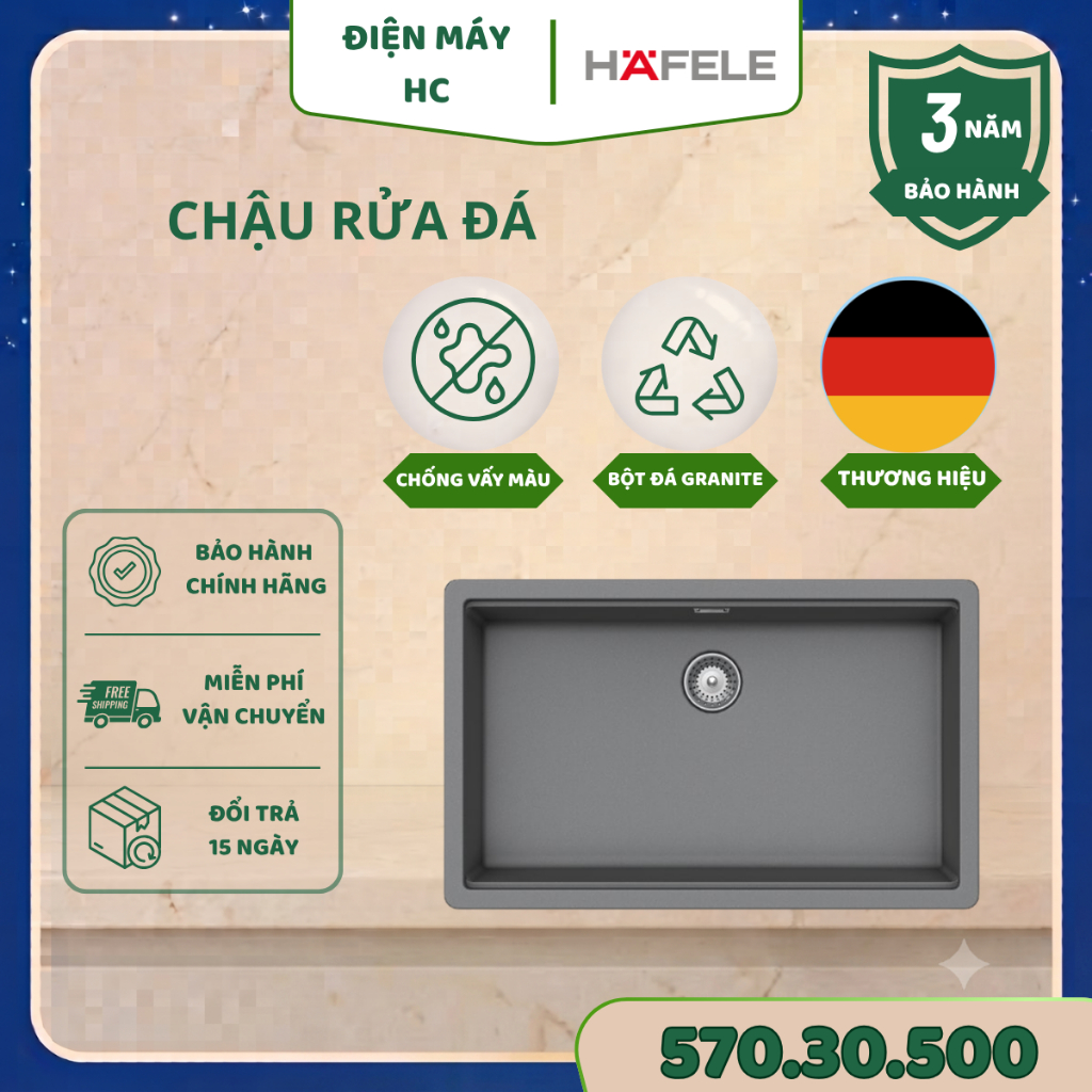 Chậu rửa bát Hafele HS20-GEN1S80 Xám 570.30.500 - Sang Trọng, Dễ Vệ Sinh