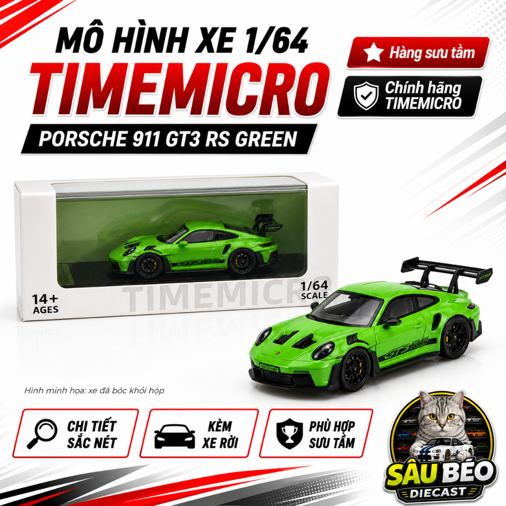 Mô hình xe TimeMicro 1/64 Porsche 911 GT3 RS