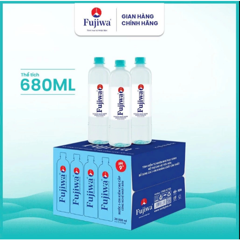 [Thùng 20 Chai 680ml] Nước Ion Kiềm Fujiwa - Chính Hãng, Cân Bằng pH, Detox Thải Độc & Tăng Đề Kháng