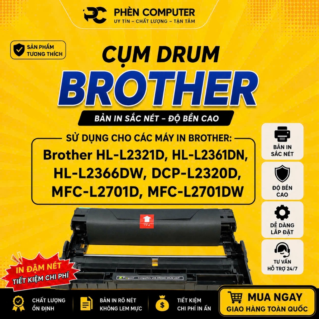 Cụm Drum máy in Brother 2320-2321D-2360D-2361DN-2366DW-2520D-2701D-2701DW